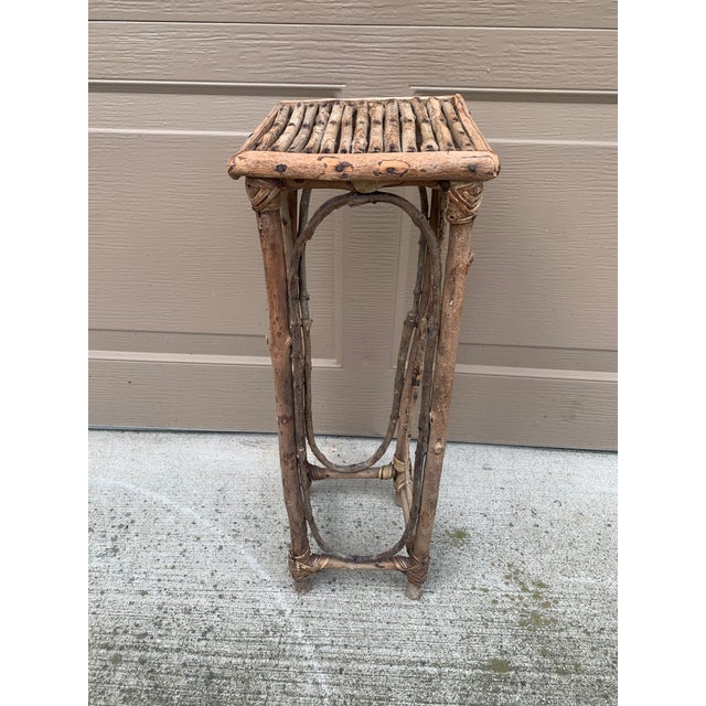 American Vintage Rustic Wooden Side Table For Sale - Image 10 of 11