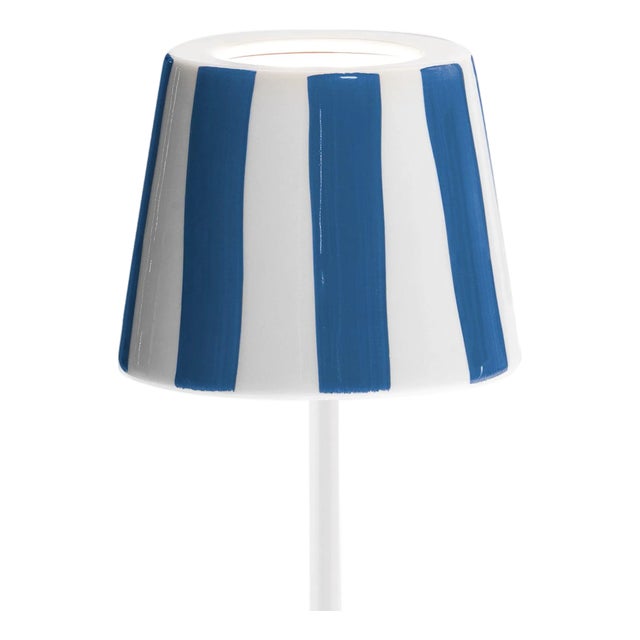 Zafferano Ceramic Light Blue Striped Shade for Poldina Lido Lamp For Sale