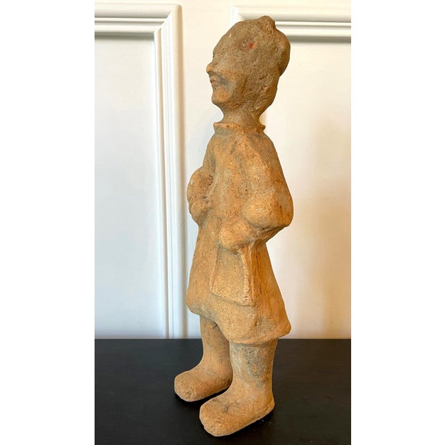 Mid-Century Modern Chinese Terracotta Statue Tomb Figure East Han Dynasty For Sale - Image 3 of 15