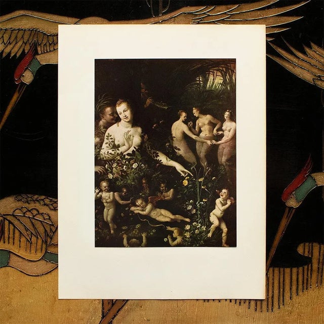 Renaissance 1955 After School of Fontainebleau "Venus and the Goddess of the Waters", Vintage Full-Color Print For Sale - Image 3 of 8