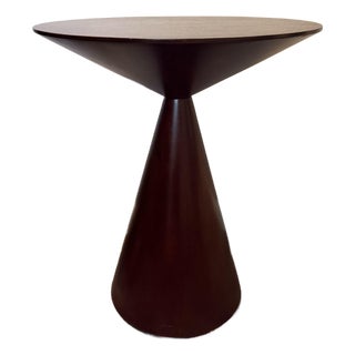 1990s Crate & Barrel Ully Wood Low Pedestal Side Accent Plant Stand Table For Sale