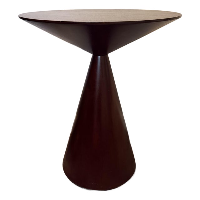 1990s Crate & Barrel Ully Wood Low Pedestal Side Accent Plant Stand Table For Sale