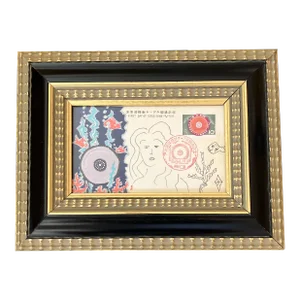 Contemporary Original Judy Henn Abstract Ink Drawing/Collage “First Day Underwater“ Signed