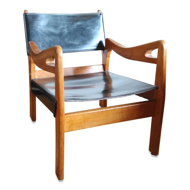 Mid-Century Modern 1960s French Solid Oak Armchair by Guillerme & Chambron For Sale - Image 3 of 9