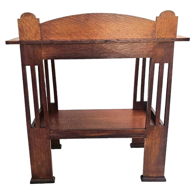 Antique 1900s Arts & Crafts Tiger Oak Console Table Attributed to Liberty & Co. For Sale - Image 16 of 17