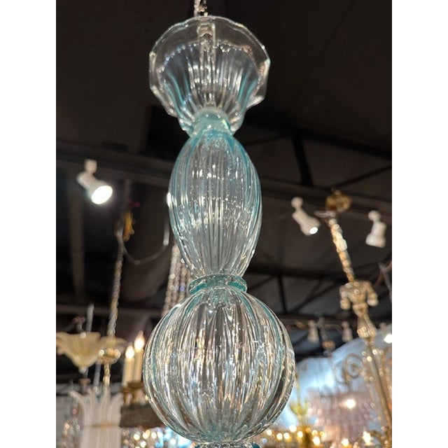 Glass Murano Sky Blue Murano Chandelier For Sale - Image 7 of 7