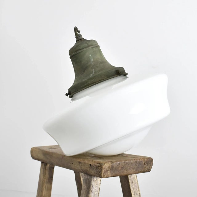 Opaline Glass Church Pendant Light, 1920s For Sale - Image 4 of 7