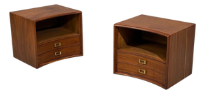 Paul Frankl, John Stuart, Concave Nightstands, Walnut, Brass, Usa, 1950s