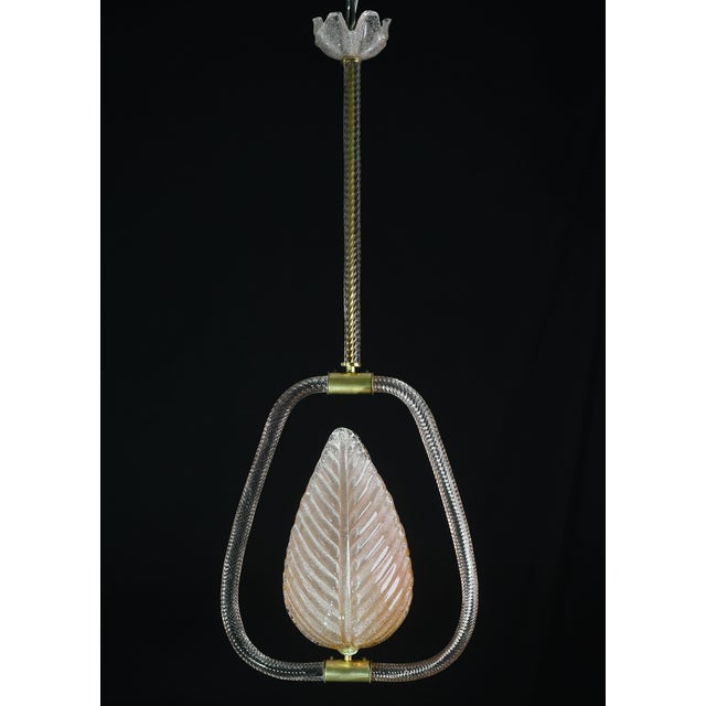 Glass 1970s Elegant Pink Art Decò Barovier E Toso Pendant Light Murano Glass For Sale - Image 7 of 11