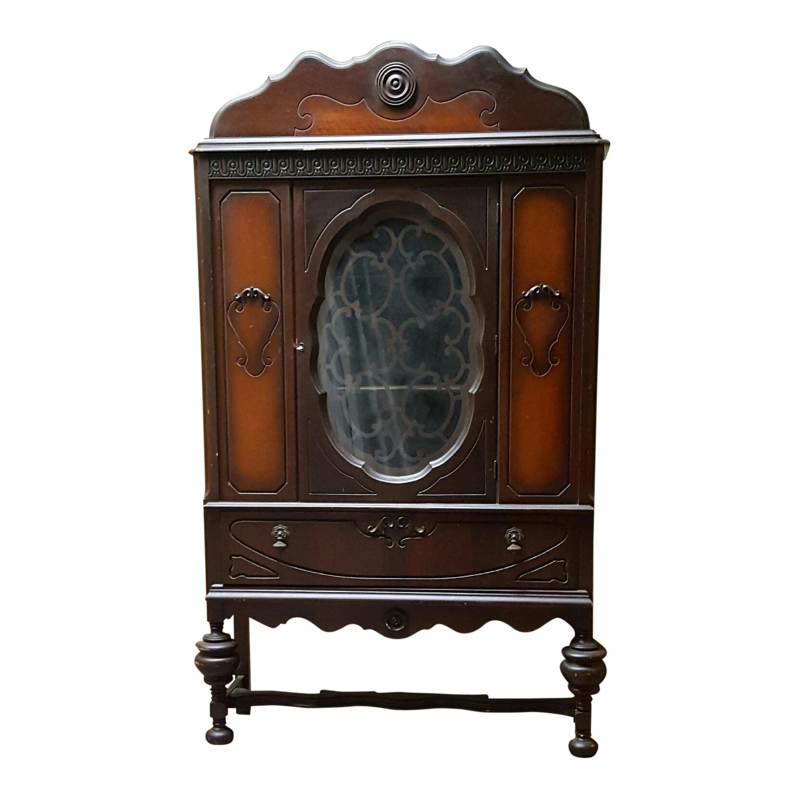 Antique Art Deco Waterfall Armoire Vintage Waterfall Hutch China