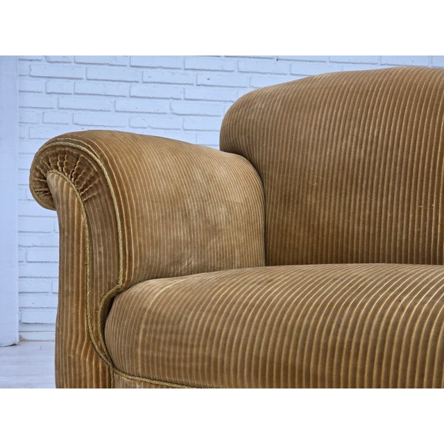 Danish Beech Three-Seater Sofa with Corduroy Upholstery, 1950s For Sale - Image 4 of 18