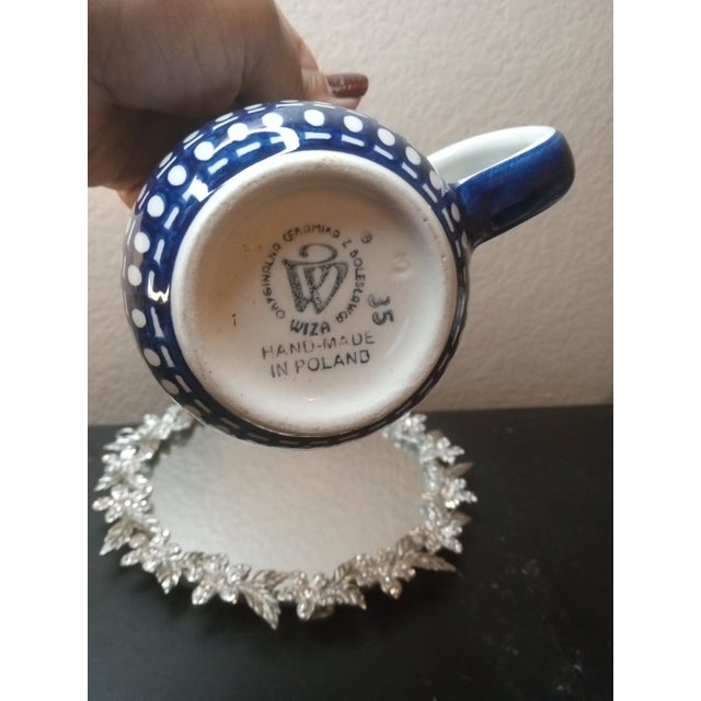 Folk Art 1980s Boleslaweic Pottery Coffee Mug, Made in Poland For Sale - Image 3 of 6