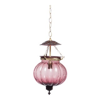 Vintage Grape Pumpkin Glass Bell Jar Pendant Light For Sale