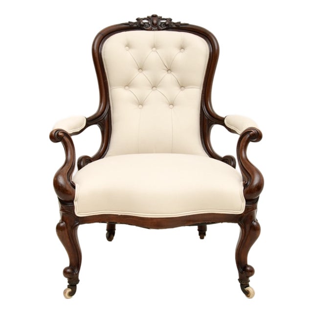 Antique Victorian Spoon Back Armchair, 1860s For Sale