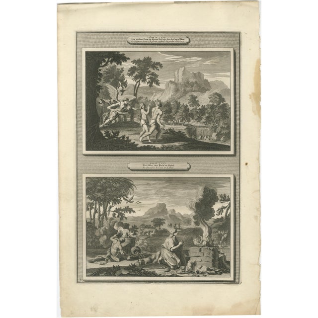Hollywood Regency Pieter Mortier, Creation of the World to Abraham Sacrifice, 1700s, Engravings, Set of 6 For Sale - Image 3 of 9