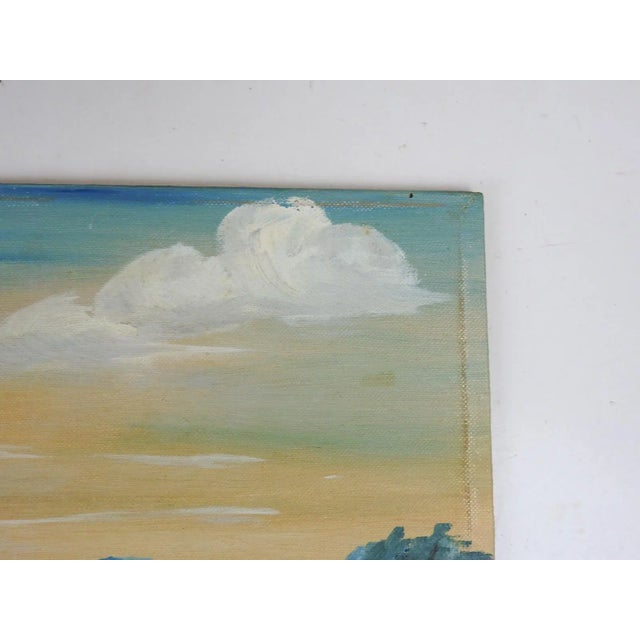 Mid 20th Century Vintage Mid 20th Century Folk Art Bluebonnet Landscape Painting For Sale - Image 5 of 7