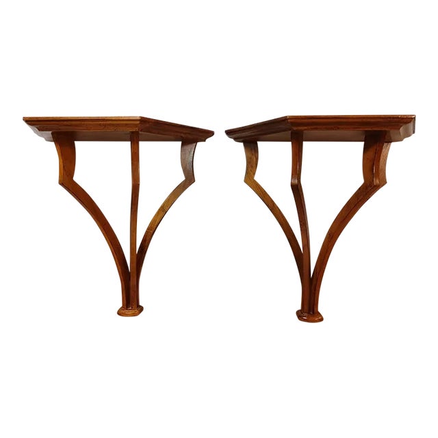 Pair 1990s Wood Wall Shelves For Sale
