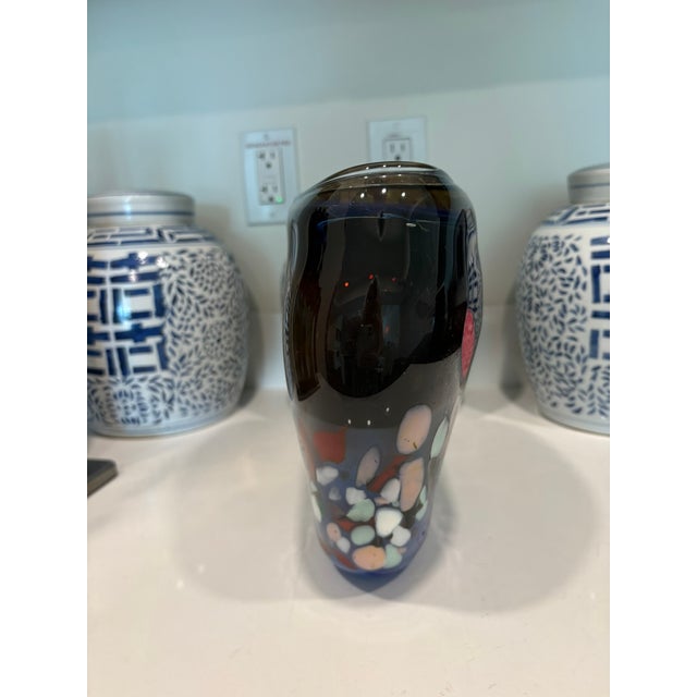 Murano Style Handblown Studio Art Glass Carnivale Murrine Vase Shelf Decor For Sale - Image 4 of 10