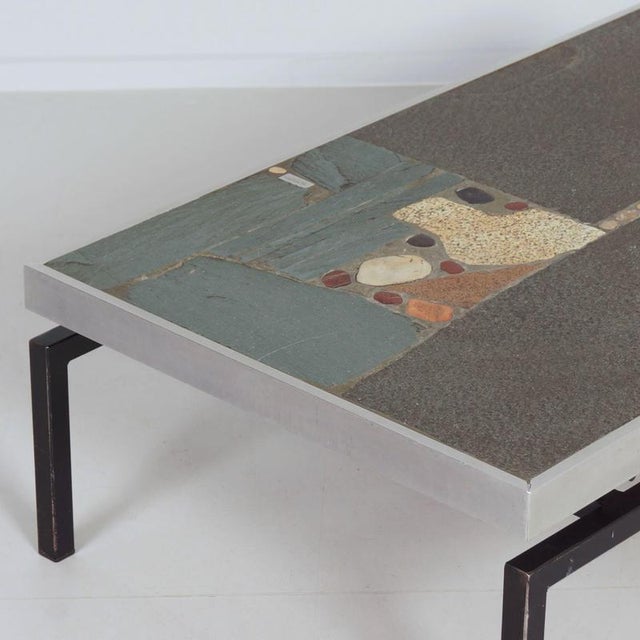 Black Brutalist Coffee Table with Aluminum Edge by Paul Kingma, 1960s For Sale - Image 8 of 12
