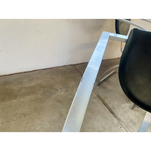 Set of Cosinus Armchair Chairs in Raw Steel & Black Leather attributed to Karl Friedrich Förster for Kff, 1980s For Sale - Image 12 of 15