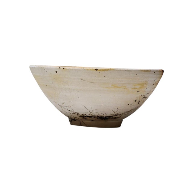 Vintage Studio Pottery Raku Horsehair Large Decorative Bowl For Sale - Image 4 of 6