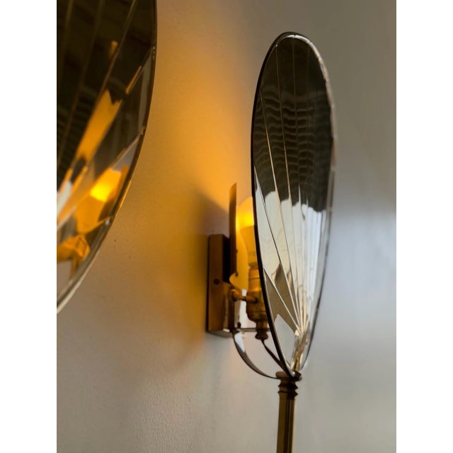 Metal Pair of 1979 Chapman Brass Fan Sconces For Sale - Image 7 of 12
