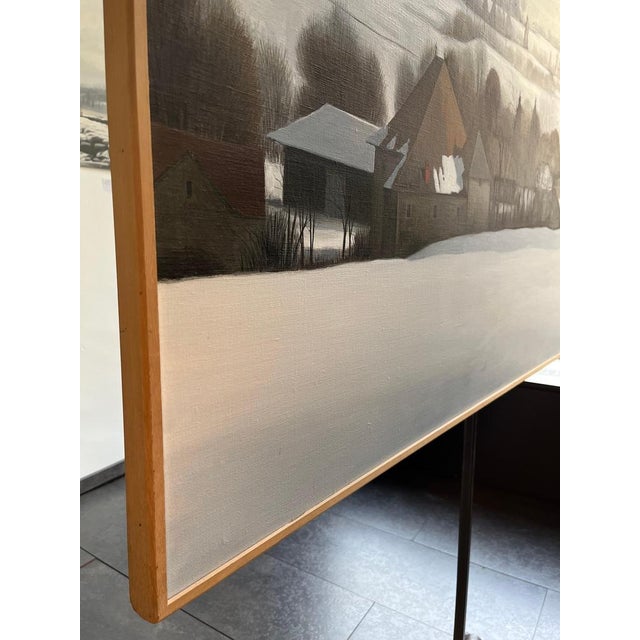 Claude Sauthier, Fortified Farm of Soujet, Oil on Canvas, 1970s For Sale - Image 8 of 15