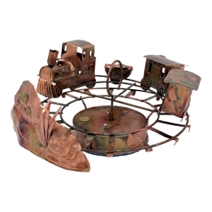 Mid 20th Century Copper Metal Wind-Up Train Sculpture in the Manner of Curtis Jere