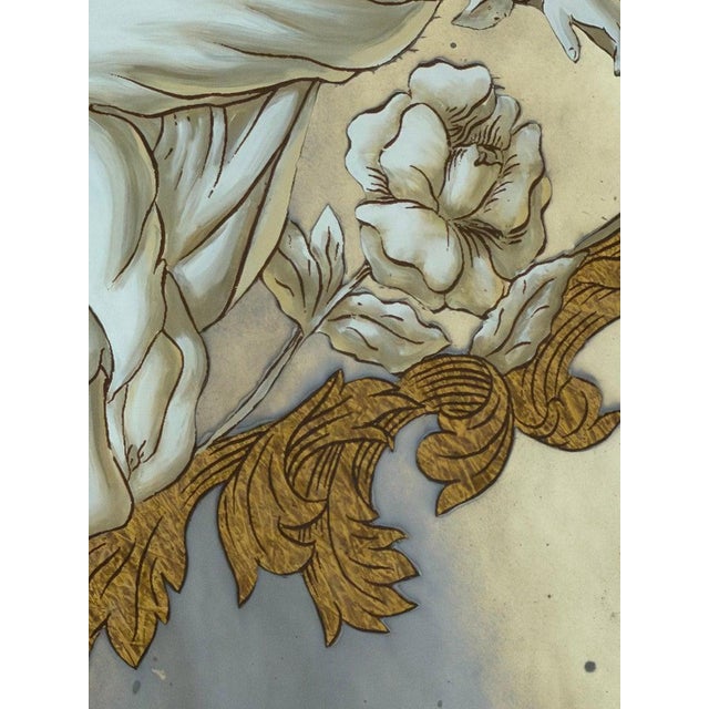 Wood Neoclassical Reverse Painted Mirror Panels, Early 20th Century For Sale - Image 7 of 10