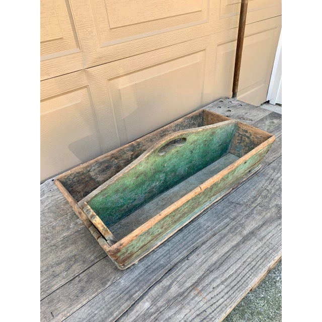 Farmhouse Antique Farmhouse Green Wooden Trug For Sale - Image 3 of 12