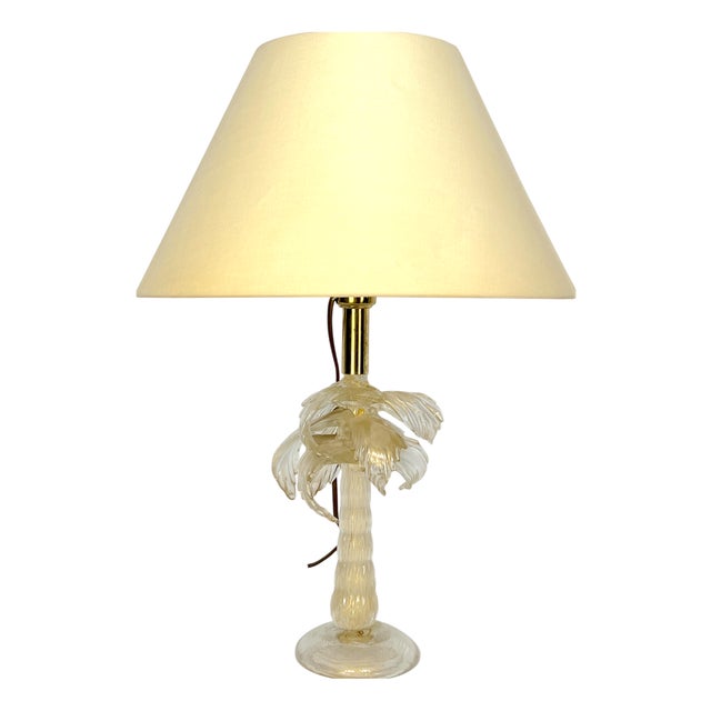 Mid-Century Brass and Murano Glass Table Lamp from Tommaso Barbi, 1970s For Sale