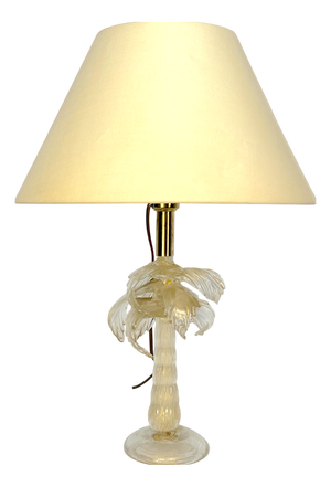 Mid-Century Brass and Murano Glass Table Lamp from Tommaso Barbi, 1970s