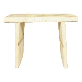 Vintage Rustic Square Stool in Elm Wood For Sale