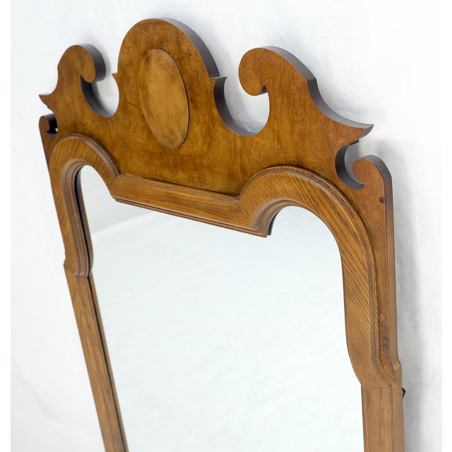 Late 20th Century Baker Light Burl Walnut Queen Ann Style Decorative Wall Mirror MINT For Sale - Image 5 of 10