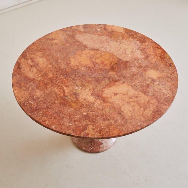 Italian Pink + Red Marble Pedestal Dining or Center Table, 1970s For Sale - Image 4 of 10