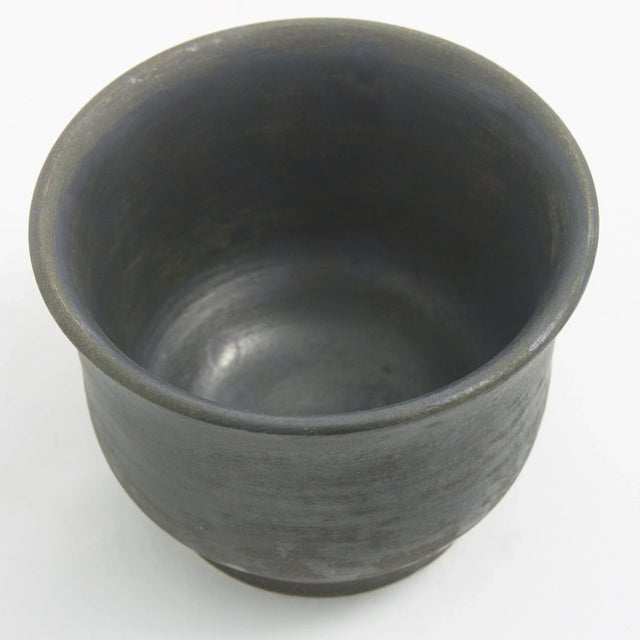 Contemporary Japanese Minimalistic Black Burnt Raku Ceramics Earth Tea Cups by Laab Milano, Set of 3 For Sale - Image 3 of 7