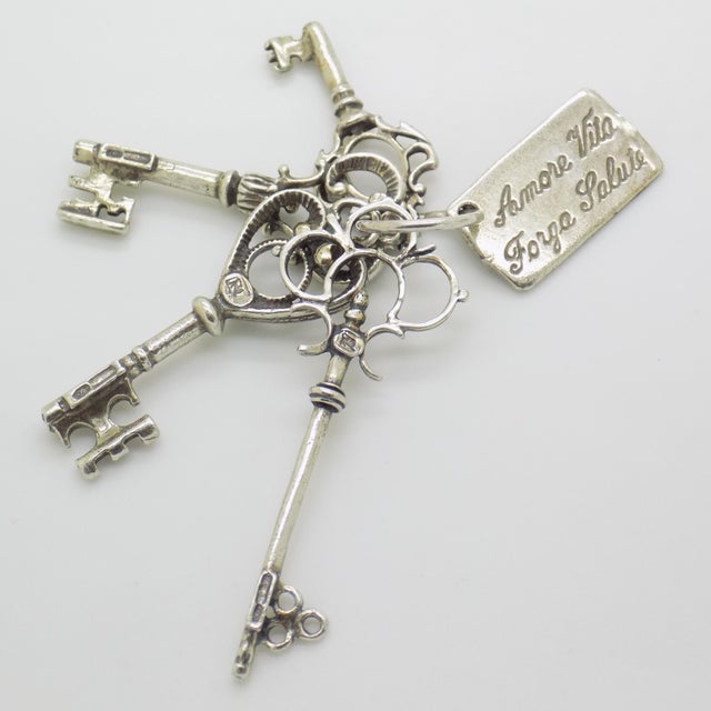 Vintage Italian Handmade Genuine Silver Bunch of Keys Figurine, 1980s For Sale - Image 4 of 16