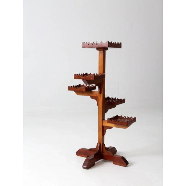 Brown Vintage Tiered Wooden Plant Stand For Sale - Image 8 of 13