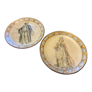 Raymond Waites Pottery Plates With Historic Figures-Pair