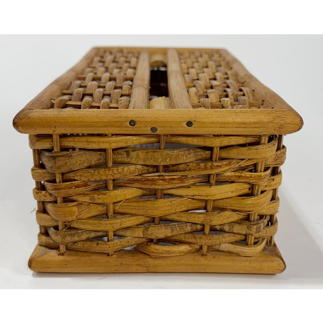 Late 20th Century Vintage Rattan Tissue Box Cover For Sale - Image 5 of 9