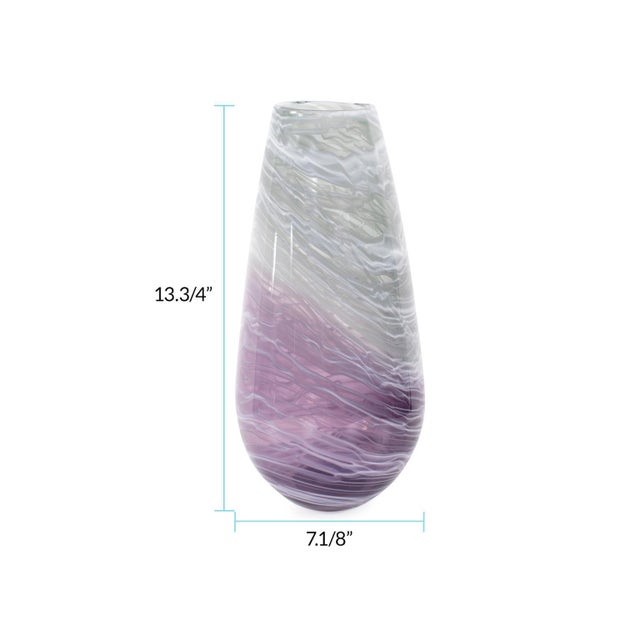 Glass Swirled Smoke and Aubergine Torpedo Glass Vase- Tall For Sale - Image 7 of 10