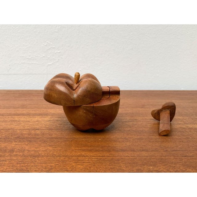 Brown Vintage Teak Apple Shaped Secret Box, 1970s For Sale - Image 8 of 17