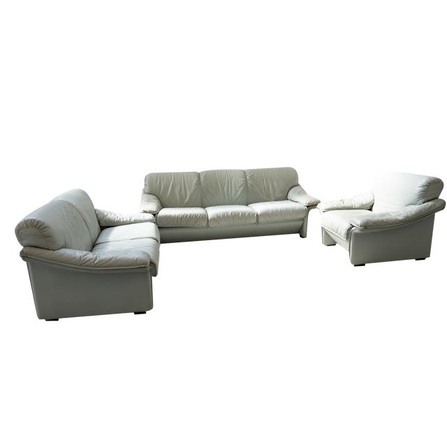 Living Room Set in Leatherette, 1970, Set of 3 For Sale