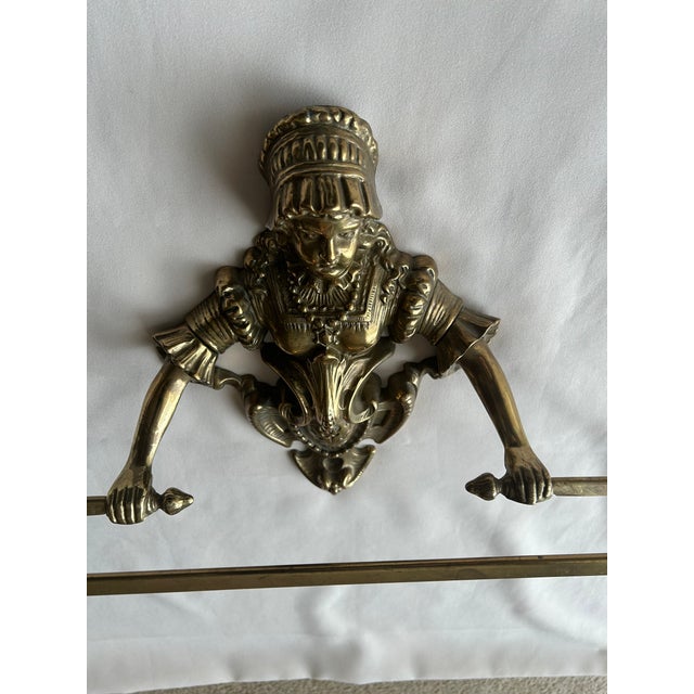 Victorian Brass Casting Figural Wall Mount Towel Bar For Sale - Image 9 of 14
