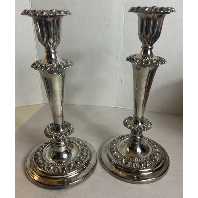Antique 1800’s Victorian Candlesticks Silverplate Meriden Britannia Company - A Pair For Sale - Image 10 of 11