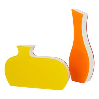 Villeroy & Boch Neon Color-block Lucite Vase, a pair, circa 1990 For Sale