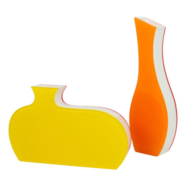 Villeroy & Boch Neon Color-block Lucite Vase, a pair, circa 1990 For Sale