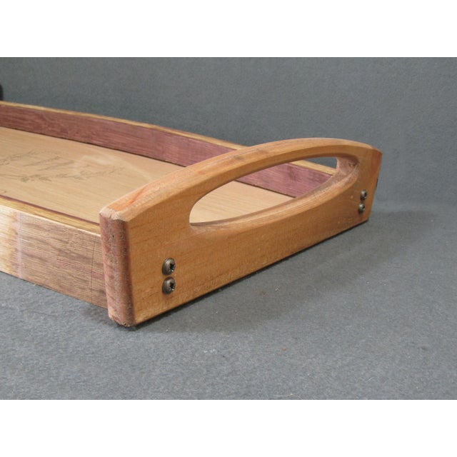 Pinecone Home Reclaimed Wine Barrel Stave Serving Tray, Williams Monogram For Sale In Austin - Image 6 of 10