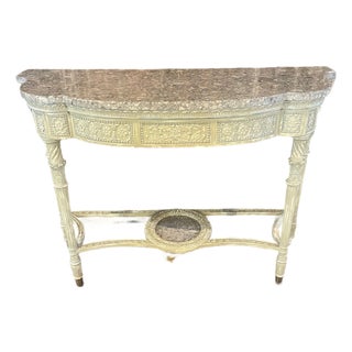 Painted Console Table With Stone Top For Sale