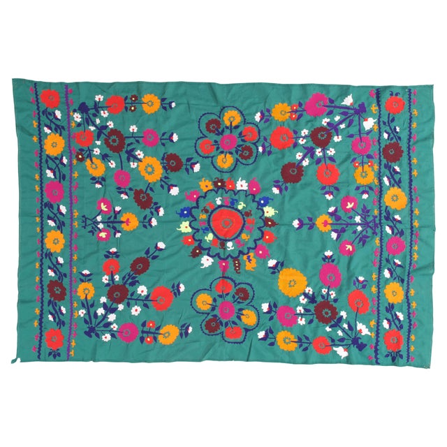 Late 20th Century Late 20th Century Suzani Style Textile, Floral Earthy Tone, Colorful and Vibrant For Sale - Image 5 of 5